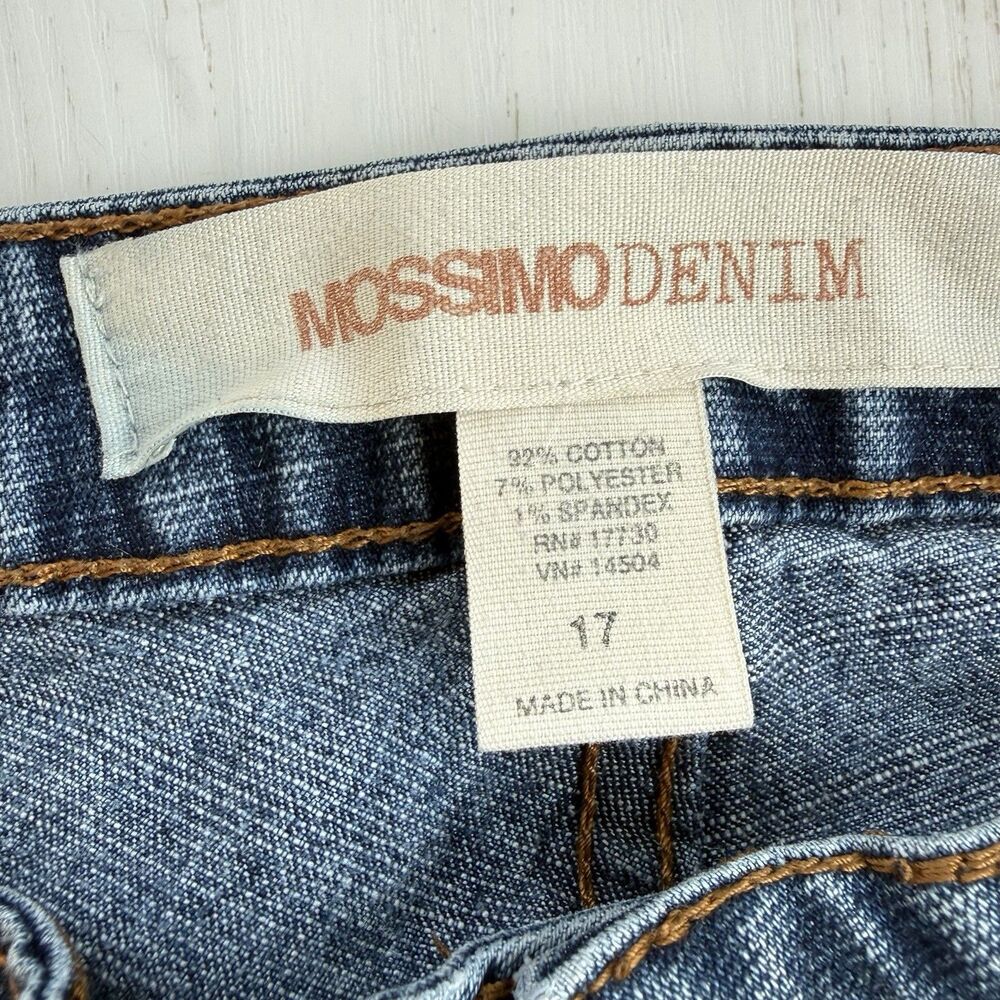 VTG MOSSIMO Jeans Womens 17 Low Rise Flare Dark Wash Coin Pocket Retro Y2K - Picture 3 of 9